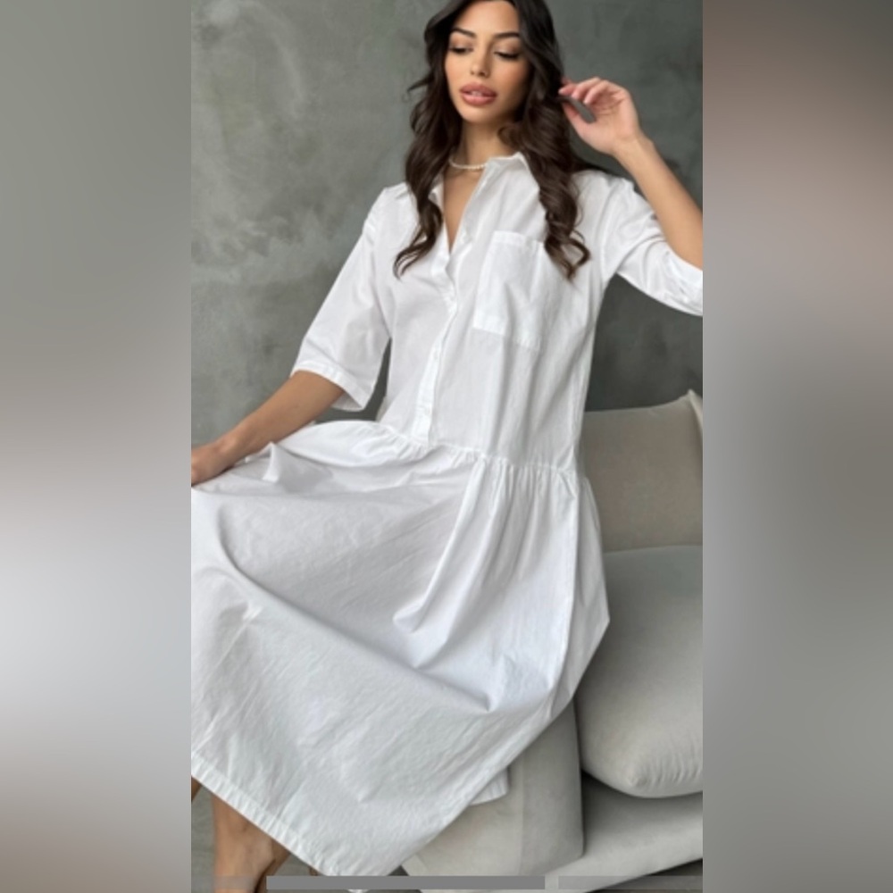 White cotton midi dress